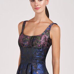 Kay Unger June Floral Jacquard Cocktail Midi Dress
